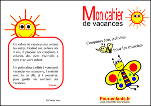 Cahier de vacances gratuit maternelle  imprimer gratuitement pour enfants