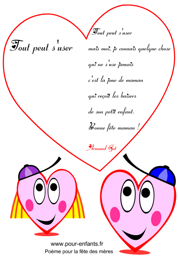 Imprimer un poème pour la fête des mères