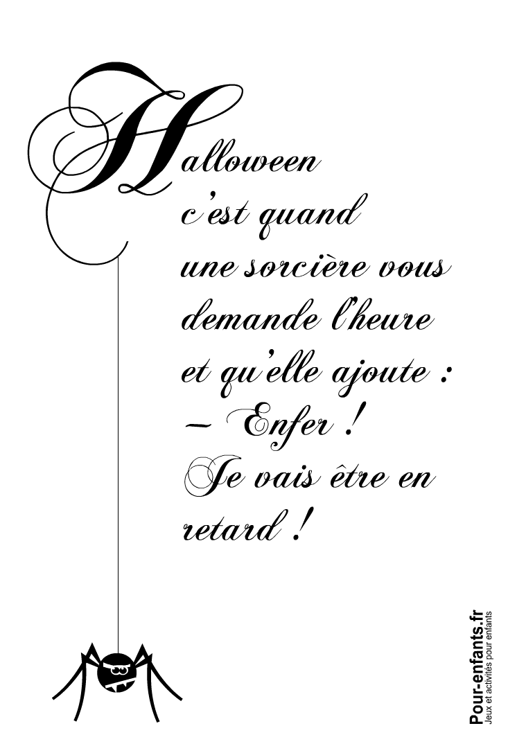 Halloween c'est quand dessin à imprimer avec texte d'Halloween