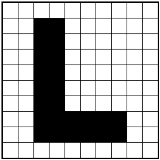 Lettre L à imprimer sur quadrillage