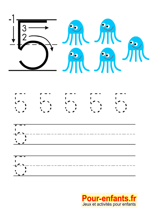 Ecrire Les Chiffres En Maternelle Apprendre écriture Chiffre 5 Un