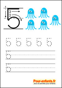 Apprendre à écrire les chiffres en maternelle écriture des chiffres Savoir crire le chiffre 5 (cinq) 