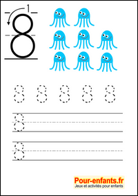 Apprendre à écrire les chiffres en maternelle écriture des chiffres Savoir écrire le chiffre 8 (huit) 