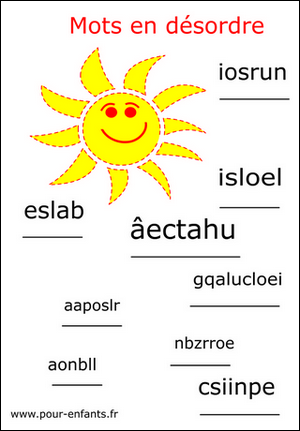 jeu de vacances jeu de mots en dsordre jeu de mots jeu de lettres remettre les lettres du mot dans l'ordre