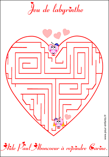 Jeux de labyrinthe : un jeu de labyrinthe &agrave; imprimer pour la Saint Valentin