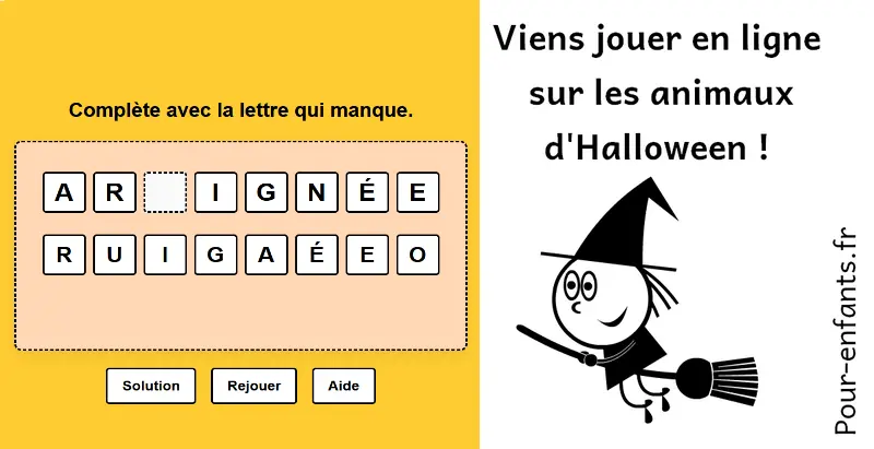 Jeu en ligne pour apprendre le mot araignée au CP