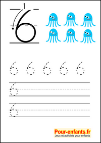 Apprendre à écrire les chiffres en maternelle écriture des chiffres Savoir crire le chiffre 6 (six) 