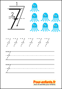 Apprendre à écrire les chiffres en maternelle gratuit cahier d'écriture à imprimer gratuitement Savoir crire 7 sept