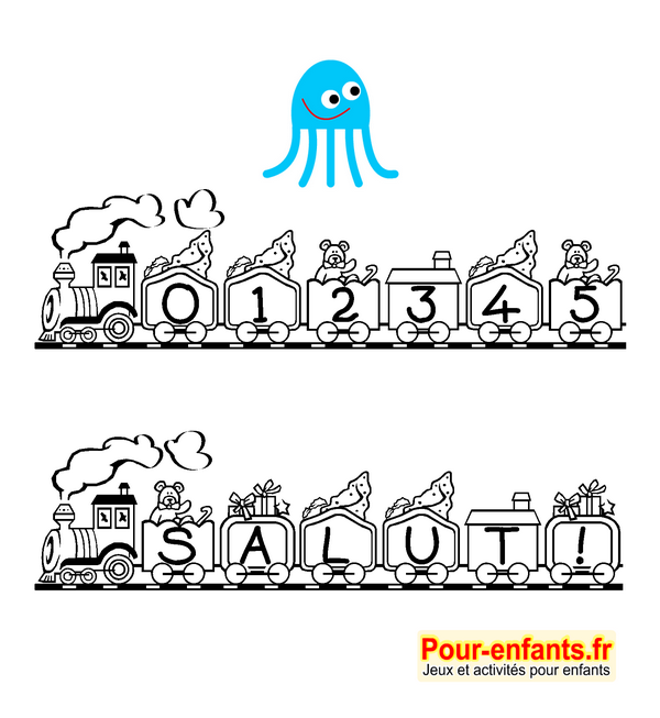 Imprimer chiffres et lettres dessin de train