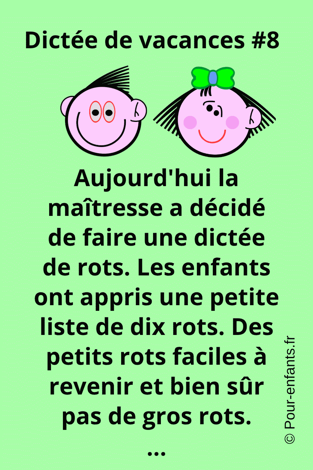 Dictede vacances amusante pour enfants. Mot rot